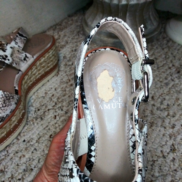 Vince Camuto Marsa Black, Silver & Taupe, Faux Snakeskin Platform Sandals - Picture 10 of 13